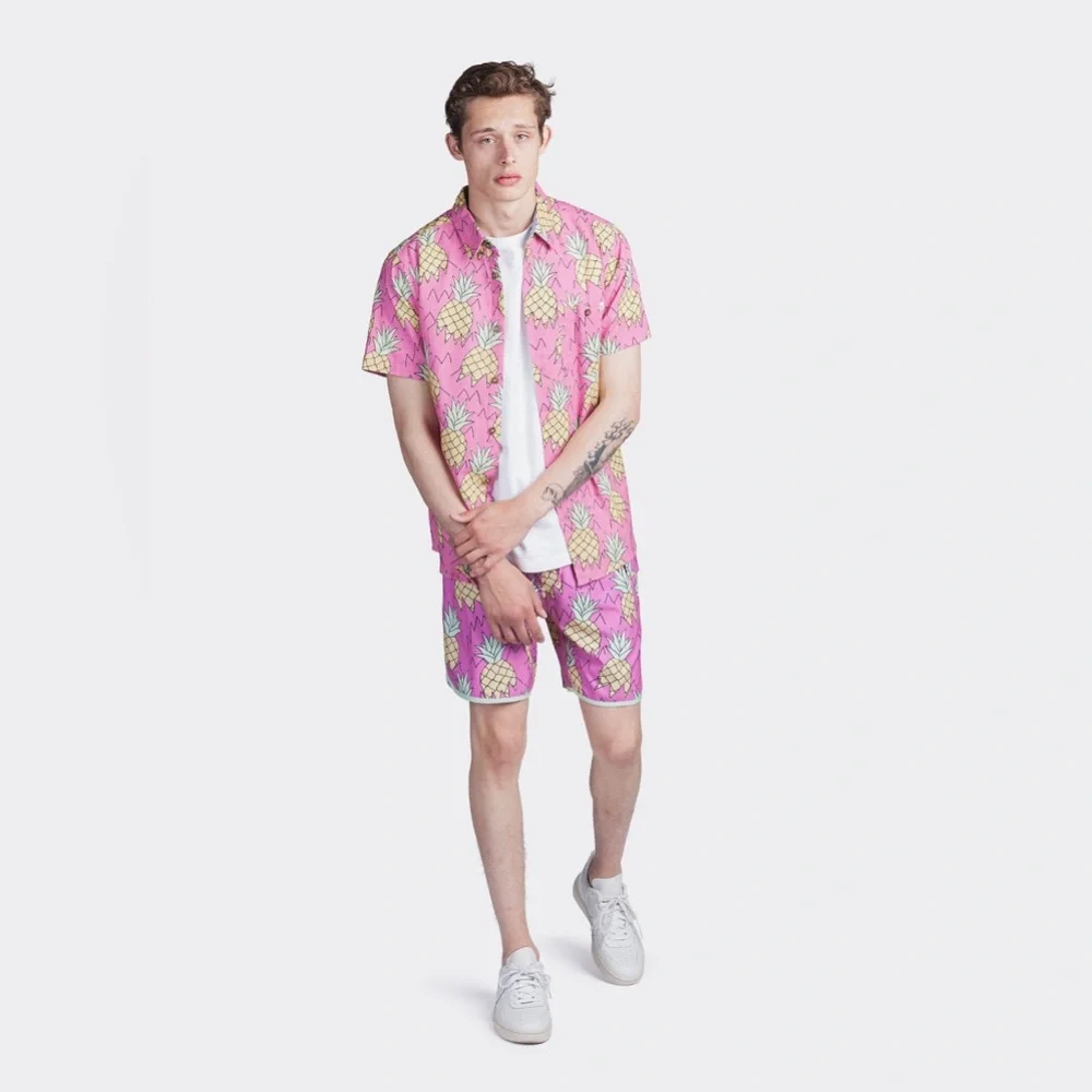 Urban Outfitters X Sovereign Code JOYRIDE SWIM SHORT PINEAPPLE PINK GLOW/ PINK